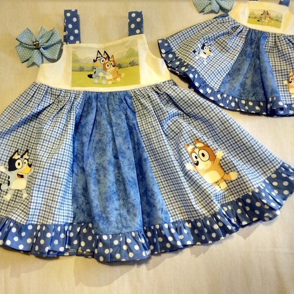 Bluey & Bingo My Doll & Me Matching Twirl Dresses & Hairbows - Picture 1 of 6